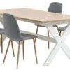 VISLINGE L190 Table Naturel + 4 JONSTRUP Chaises Bleu Clair