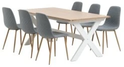 VISLINGE L190 Table Naturel + 4 JONSTRUP Chaises Bleu Clair -Meubles Reduction Magasin 214015