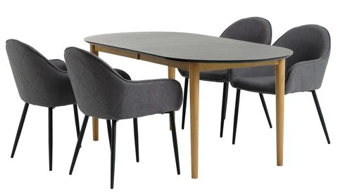 EGENS L190/270 Table Noir + 4 SABRO Chaises Gris/noir 3 EGENS L190/270 Table Noir + 4 SABRO Chaises Gris/noir