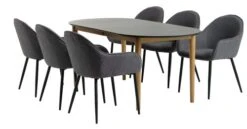 EGENS L190/270 Table Noir + 4 SABRO Chaises Gris/noir 5 EGENS L190/270 Table Noir + 4 SABRO Chaises Gris/noir -Meubles Reduction Magasin 214062