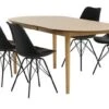 EGENS L190/270 Table Chêne + 4 KLARUP Chaises Noir -Meubles Reduction Magasin 214063