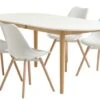 EGENS L190/270 Table Blanc + 4 KASTRUP Chaises Blanc -Meubles Reduction Magasin 214067
