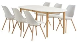 EGENS L190/270 Table Blanc + 4 KASTRUP Chaises Blanc -Meubles Reduction Magasin 214068
