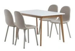 JEGIND L130 Table Blanc + 4 EJSTRUP Chaises Beige