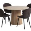 KLIPLEV Ø120 Table Chêne + 4 GEVNINGE Chaise Beige/noir -Meubles Reduction Magasin 214127