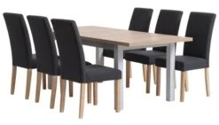 MARKSKEL L150/193 Table Gris + 4 TUREBY Chaises Anthracite -Meubles Reduction Magasin 214157
