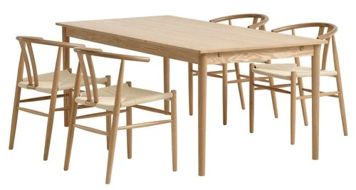MARSTRUP L190/280 Table Chêne + 4 GUDERUP Chaises Ch./nat. 3 MARSTRUP L190/280 Table Chêne + 4 GUDERUP Chaises Ch./nat.