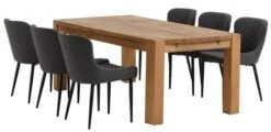 OLLERUP L200 Table Chêne + 4 PEBRINGE Chaises Gris/noir -Meubles Reduction Magasin 214191