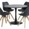 RINGSTED Ø100 Table Noir + 4 BLOKHUS Chaises Noir -Meubles Reduction Magasin 214194