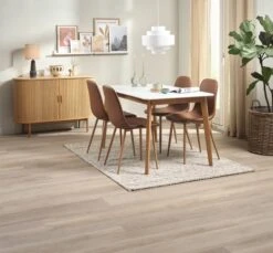 JEGIND L130 Table Blanc + 4 JONSTRUP Cognac/chêne -Meubles Reduction Magasin 214362