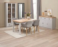 Buffet MARKSKEL 3 Portes Coloris Gris Clair/chêne -Meubles Reduction Magasin 214376 1