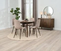 MARSTRAND Ø110 Table Chêne Foncé + 4 JONSTRUP Chaises Beige -Meubles Reduction Magasin 214443