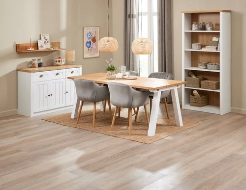 SKAGEN L200 Table Blanc/ch. + 4 ADSLEV Chaises Velours Gris 5 SKAGEN L200 Table Blanc/ch. + 4 ADSLEV Chaises Velours Gris – Image 3