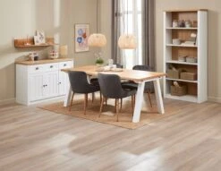 SKAGEN L200 Table Blanc/chêne + 4 PEBRINGE Chaises Vel. Gris -Meubles Reduction Magasin 214475 2