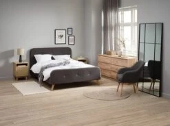 Fauteuil UDSBJERG Tissu Gris/chêne -Meubles Reduction Magasin 214528