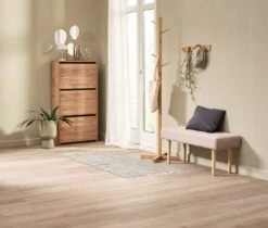 Banc HAGEBRO Tissu Sable/coloris Chêne -Meubles Reduction Magasin 214561 2