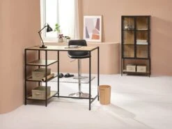 Table De Bar TRAPPEDAL 60x120 Chêne/noir -Meubles Reduction Magasin 214564 1