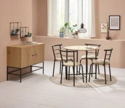 GADSTRUP Ø85 + 4 GADSTRUP Noir/coloris Chêne -Meubles Reduction Magasin 214565