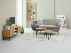 Meuble TV HEMDRUP 2 Portes Chêne -Meubles Reduction Magasin 216434 1