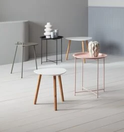 Bout De Canapé TAPS 40x40 Blanc/bambou -Meubles Reduction Magasin 216457