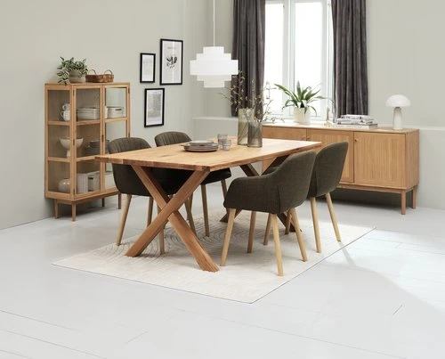 GRIBSKOV L180 Table Chêne + 4 ADSLEV Chaises Olive 5 GRIBSKOV L180 Table Chêne + 4 ADSLEV Chaises Olive – Image 3