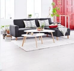 Royal Oak Table Basse LEJRE 48x85 Blanc/chêne -Meubles Reduction Magasin 60284 1