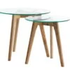 Tables Gigognes FALSLED Ø50/40 Verre/chêne 2pcs -Meubles Reduction Magasin 74785