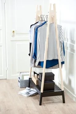 Portant JENNET Naturel/noir -Meubles Reduction Magasin 77103