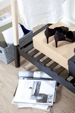 Portant JENNET Naturel/noir -Meubles Reduction Magasin 77104