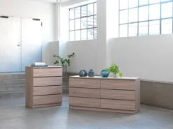 Commode 3+3 Tiroirs LIMFJORDEN Coloris Chêne Clair -Meubles Reduction Magasin 85057 1