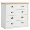 Commode 4 Tiroirs MARKSKEL Blanc/coloris Chêne -Meubles Reduction Magasin 86175