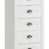 Commode 5 Tiroirs MARKSKEL Blanc/coloris Chêne -Meubles Reduction Magasin 86178