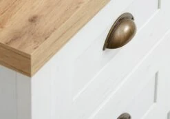 Commode 5 Tiroirs MARKSKEL Blanc/coloris Chêne -Meubles Reduction Magasin 86179