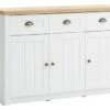 Buffet MARKSKEL 3 Portes Blanc/coloris Chêne -Meubles Reduction Magasin 86280