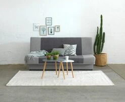 Bout De Canapé TAPS 40x40 Blanc/bambou -Meubles Reduction Magasin 87496