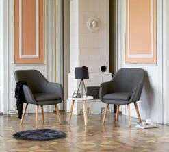 Fauteuil UDSBJERG Tissu Gris/chêne -Meubles Reduction Magasin 87514