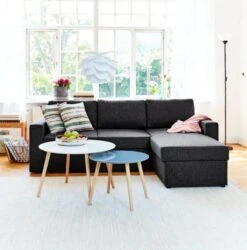 Canapé Convertible Avec Méridienne MARSLEV Gris Foncé -Meubles Reduction Magasin 95768