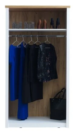 Armoire MARKSKEL 112x210 Blanc/chêne -Meubles Reduction Magasin 98884